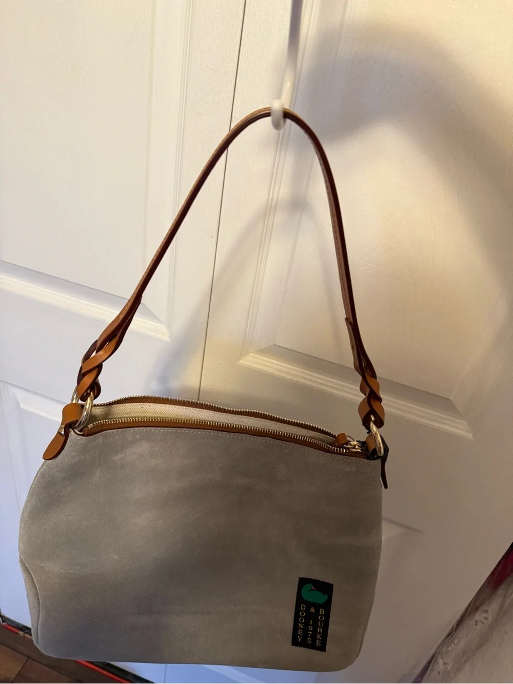 New Dooney & Bourke Chloe 30 gray Suede Shoulder Bag